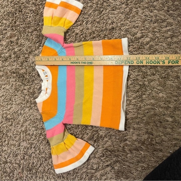 Jamie and Jack cotton rainbow stripe bell sleeve sweater - Picture 3 of 7